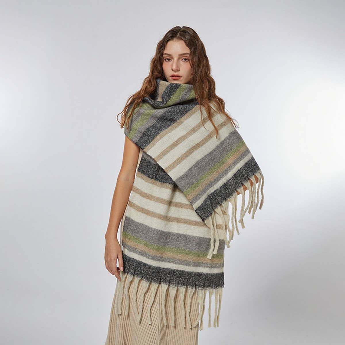Stripe Scarf ??Cozy Faux Cashmere Winter Wrap_CWASC2359