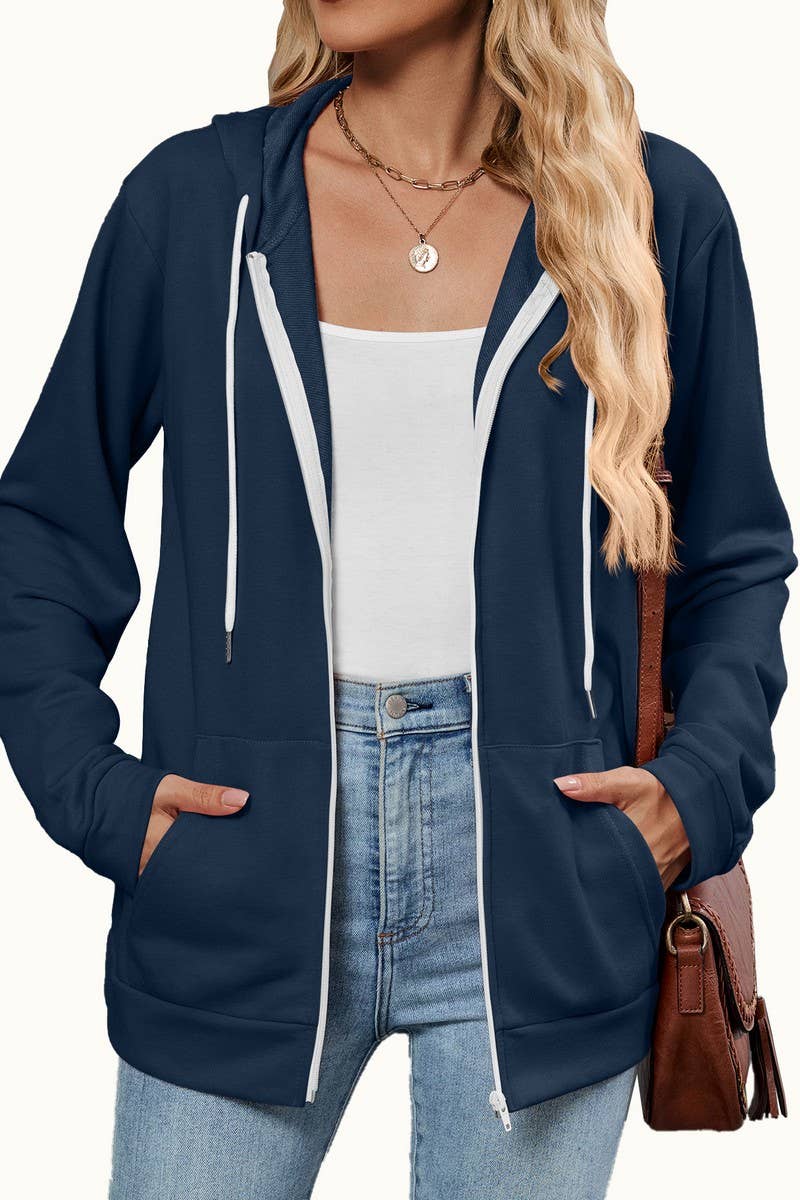 CWOCO00239_COLORBLOCK ZIP UP HOODED POCKET SWEATSHIRT