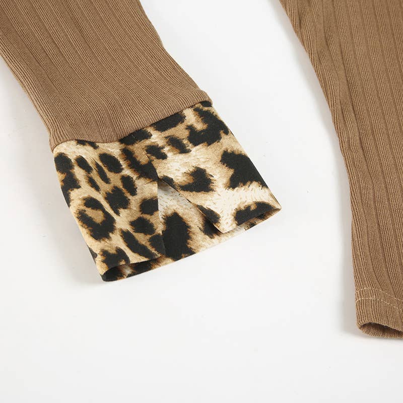 VINTAGE PATCHWORK LEOPARD POLO-NECK KNIT T-SHIRT