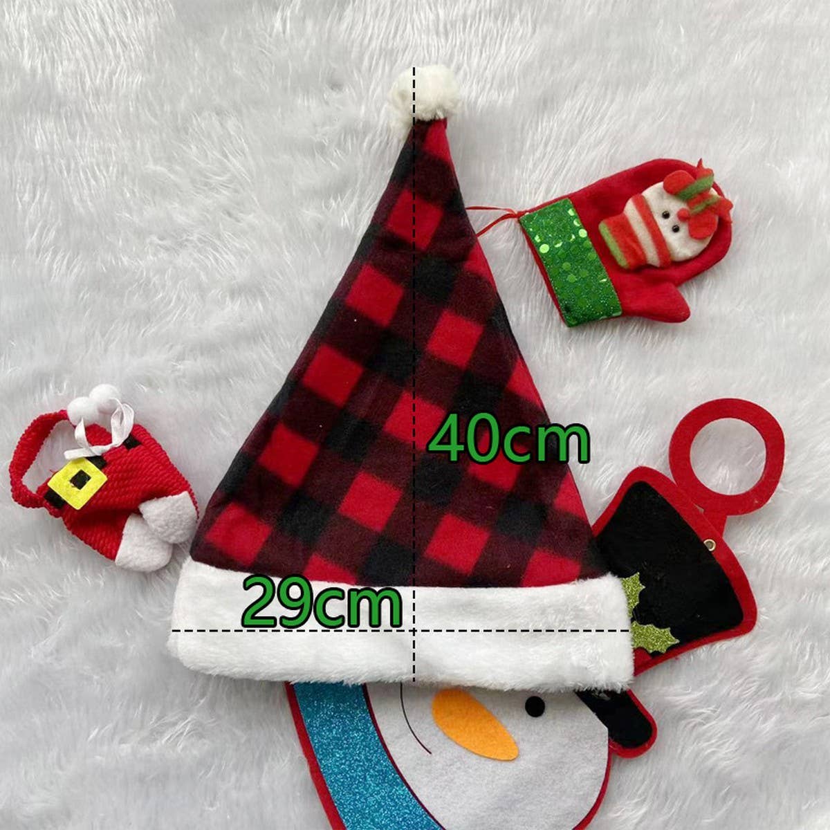 CWAH4086_CHRISTMAS RED AND BLACK PLAID SANTA HAT