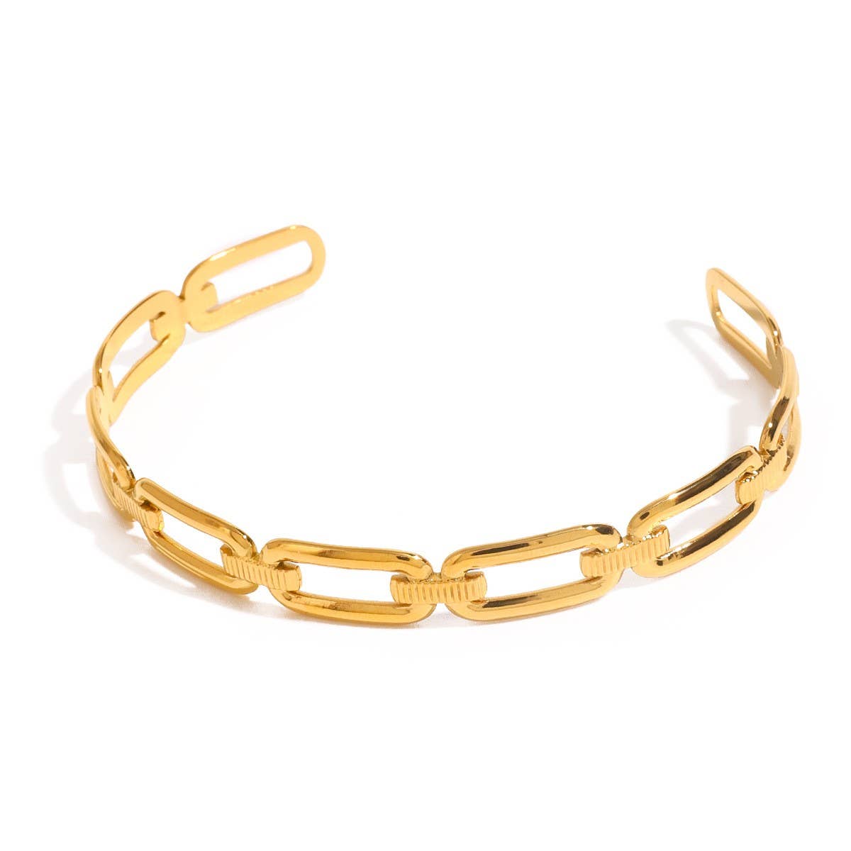 Classic 18K Gold Steel Open Split Cuff Bracelet