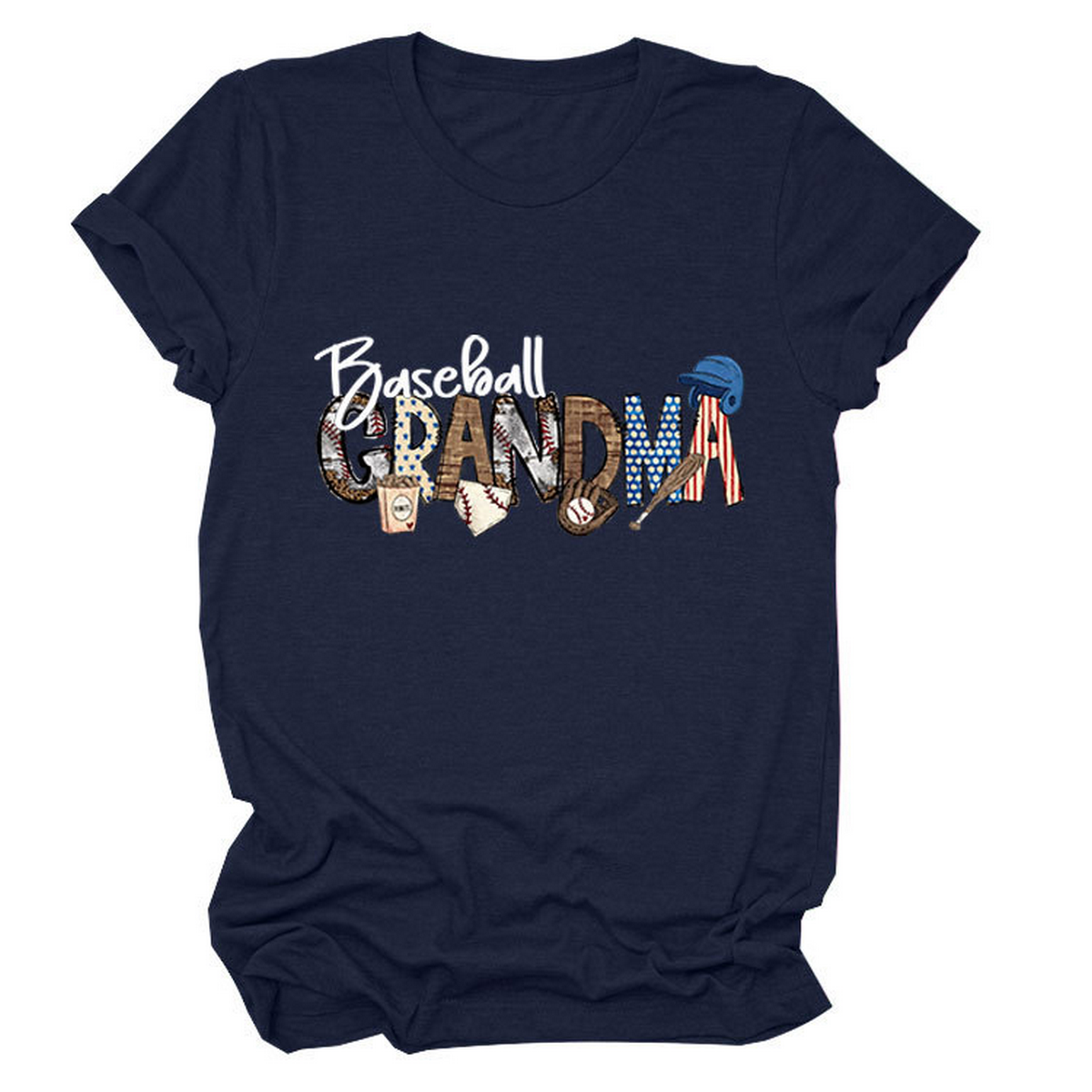 Casual Crew Neck Tee ?œBaseball Grandma??Shirt_CWTTSL0496