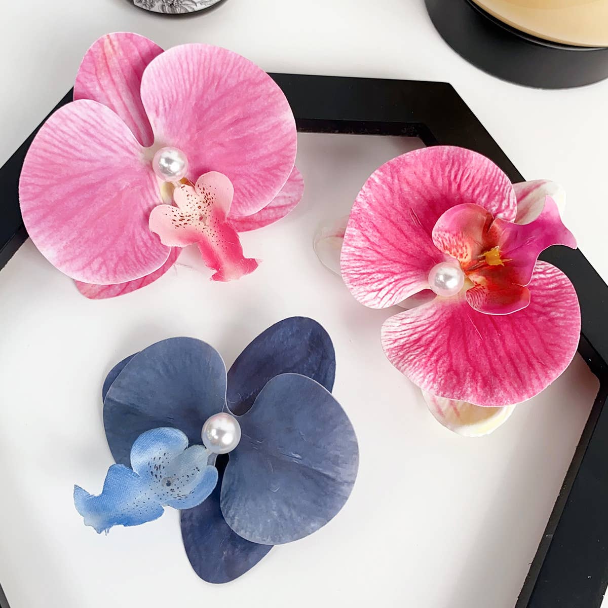 Sweet and realistic butterfly orchid hair clips