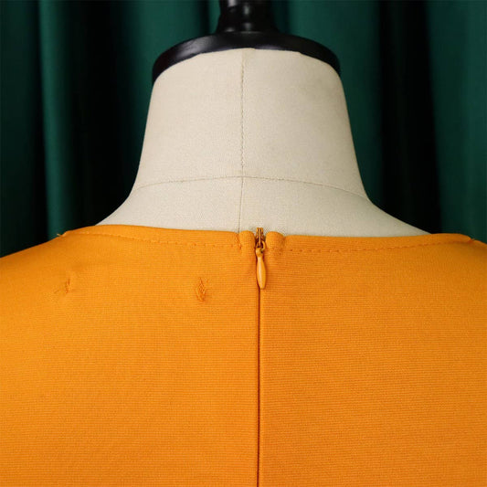 LONG-SLEEVED TIE-STRAP COLOR-BLOCKED DRESS