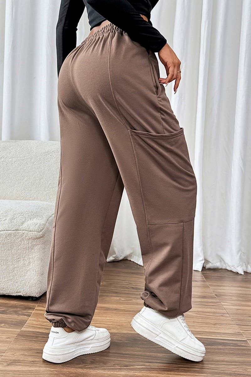 CWBLP1064_SOLID COLOR POCKET ELASTIC CUFF SWEATPANTS