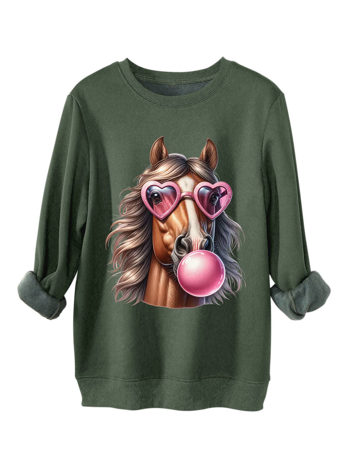Horse head printed and thick thermal hoodie