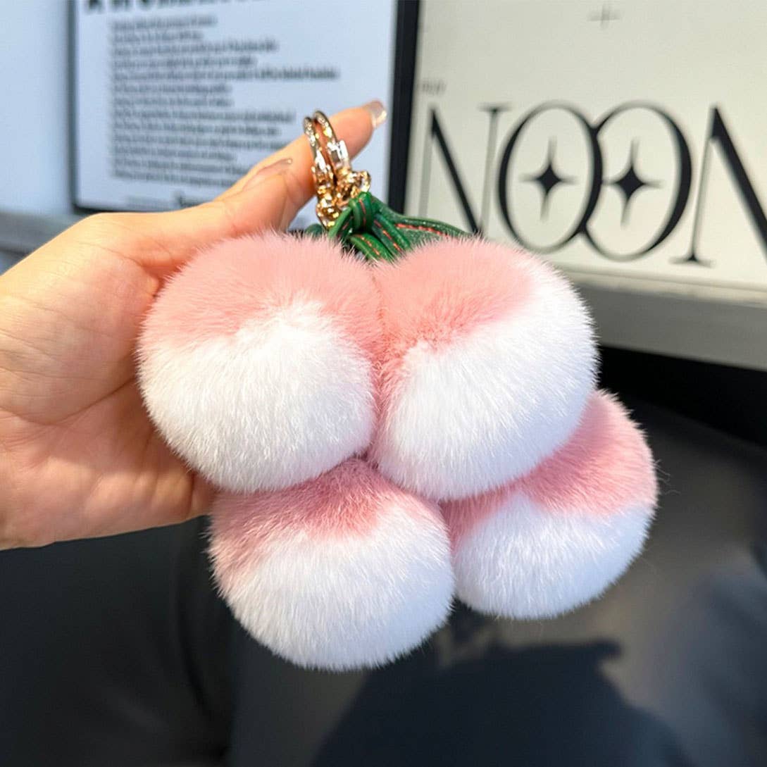 CUTE FUR LITTLE LYCHEE CAR KEYCHAIN BAG PENDANT