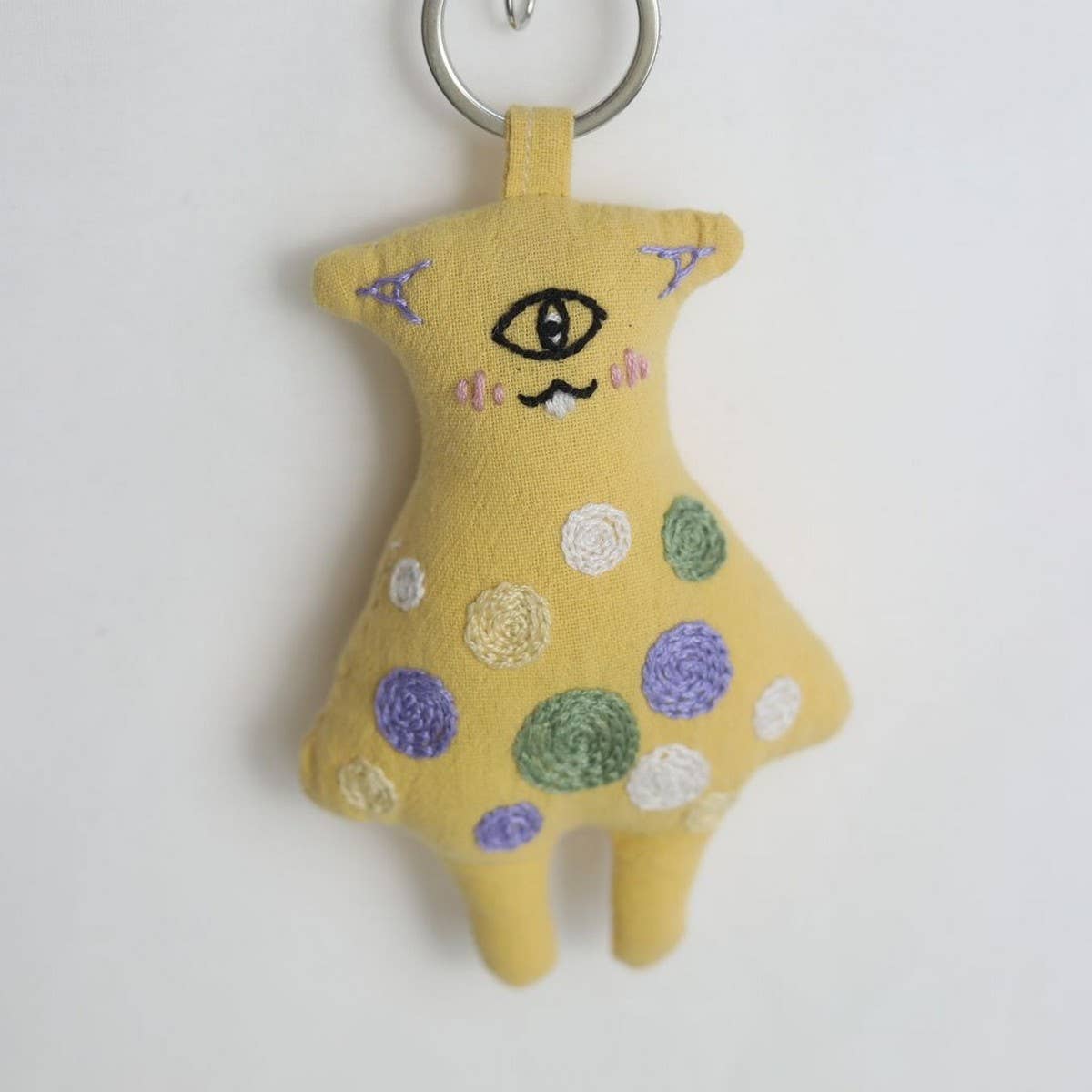 Hand-Embroidered Lock Circle Bear Plush Charm