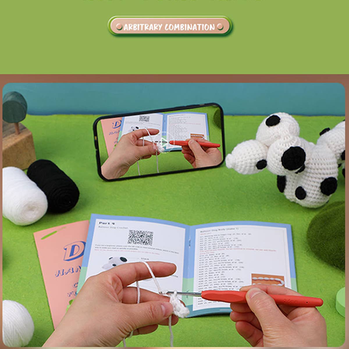 WHITE BALLOON DOG DOLL CROCHET MATERIAL PACK