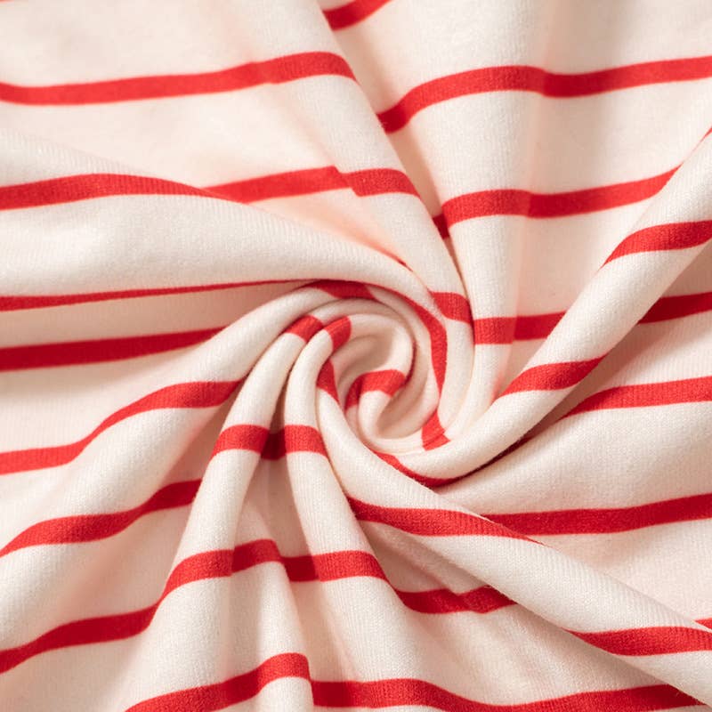 STRIPED SQUARE NECK FLARED LONG SLEEVE TOP