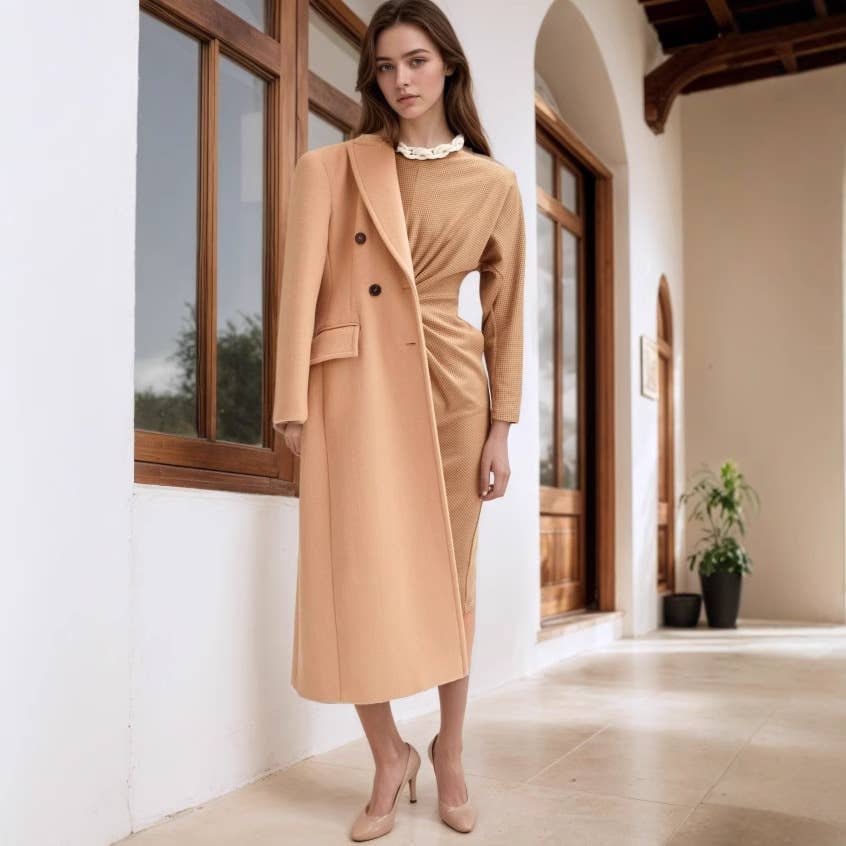 Retro-style round-neck twisted knitted dress