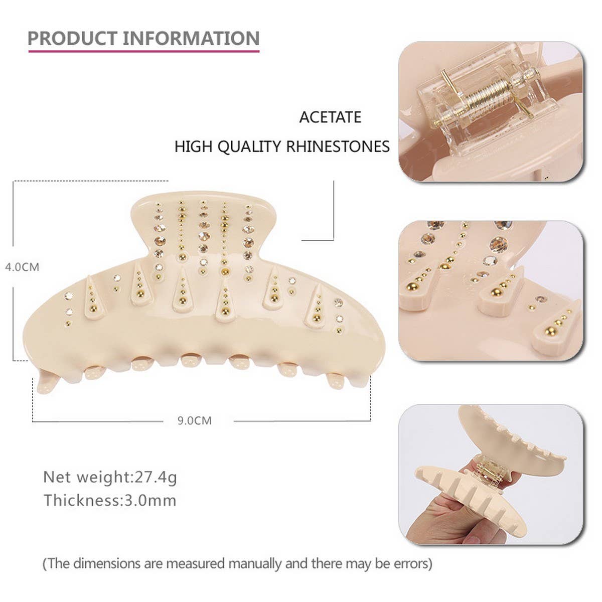 DIAMOND HAIR CLIP, PONYTAIL CLIP, LARGE SHARK CLIP