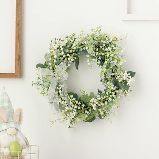 Spring Artificial Bellflower Bow Wreath Decor_CWAJE05383