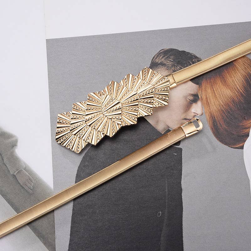 Elastic metal waist chain with buckle decoration