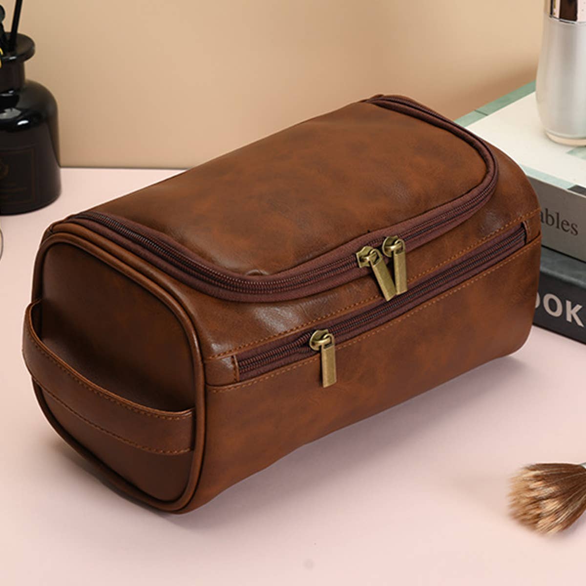 RETRO TRAVEL PU LEATHER COSMETIC BAG_CWAB0576