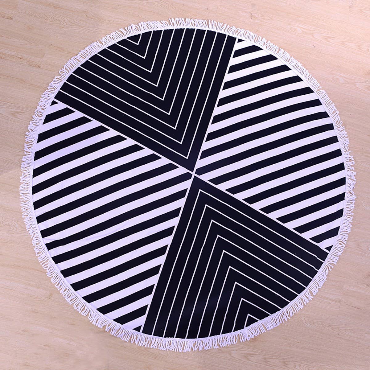 Round Microfiber Tassel Beach Towel Blanket