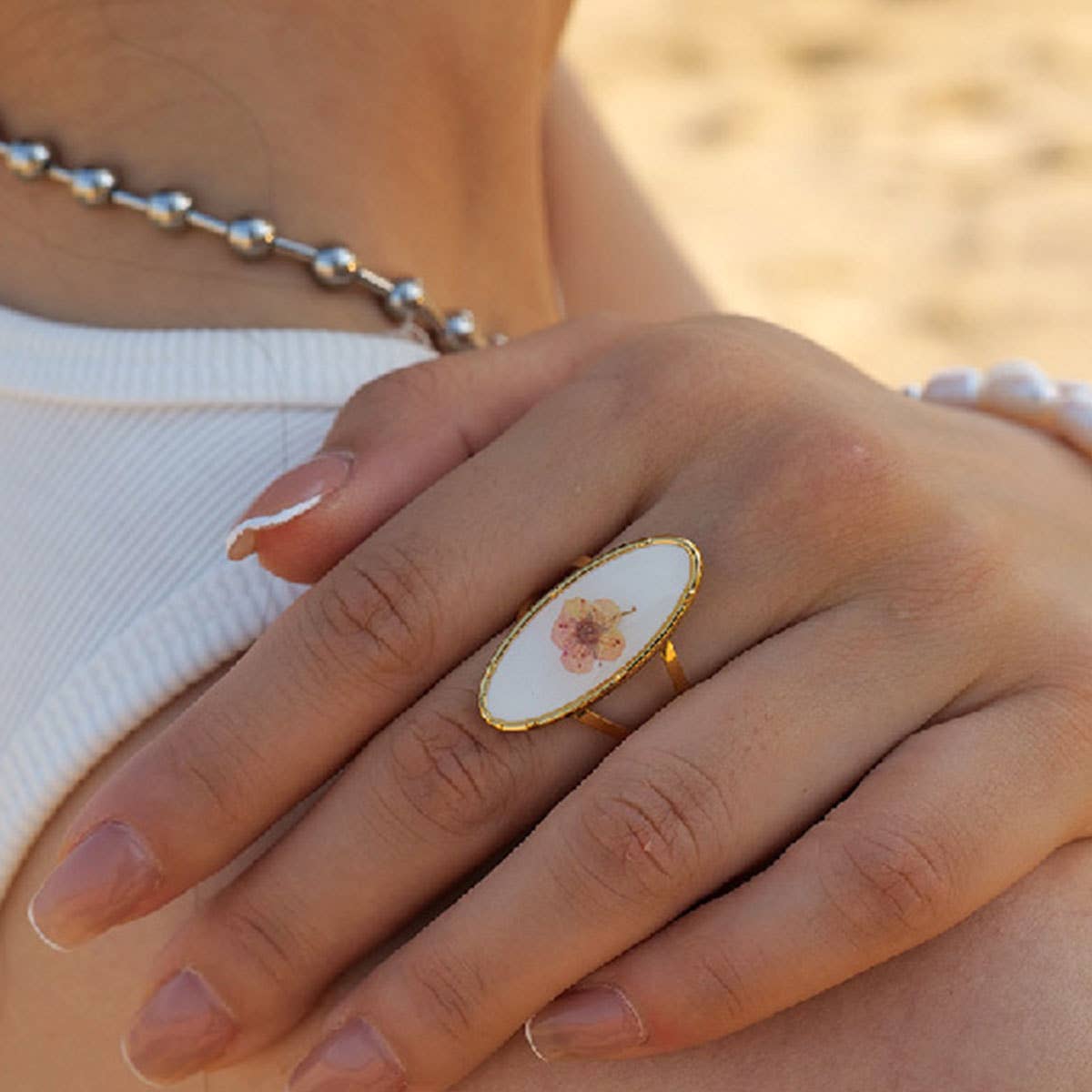 IMMORTAL FLOWER STAINLESS STEEL RINGS FOR WOMEN