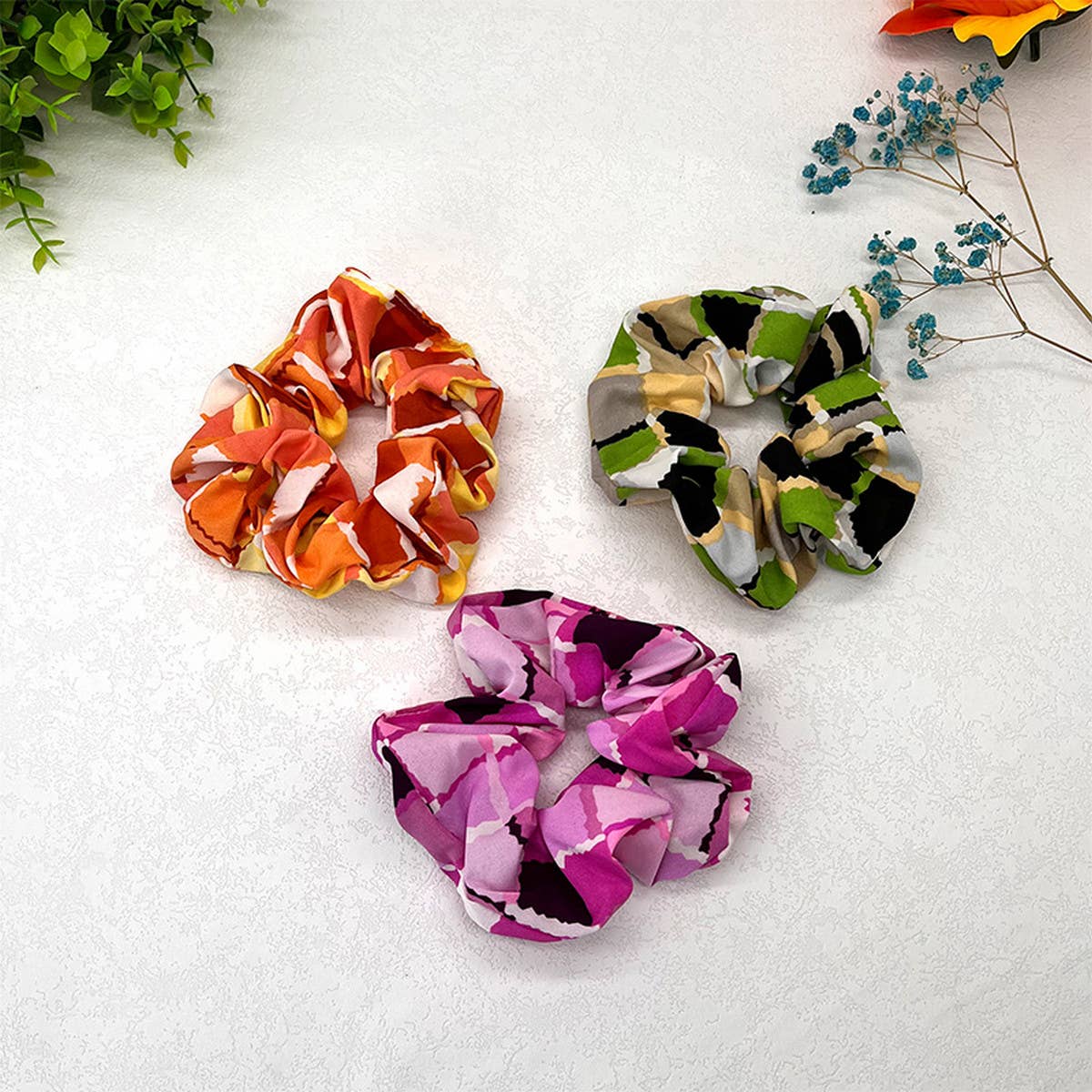 NEW MIXED COLOR CHECKERBOARD LARGE HAIR TIE