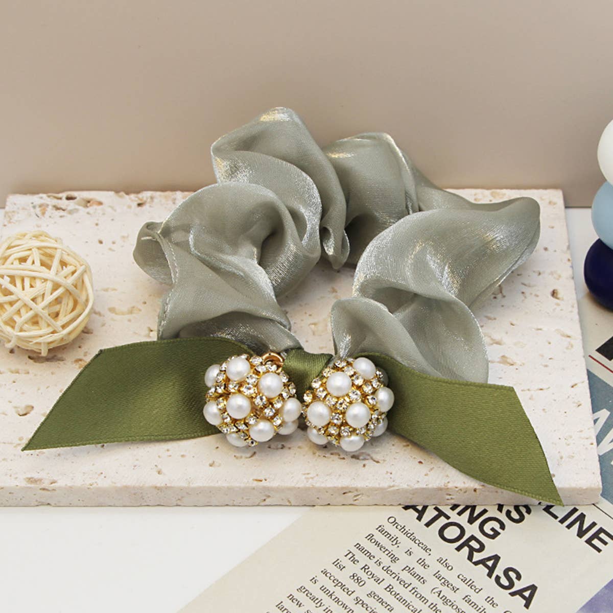 FASHION RHINESTONE PEARL BOW HAIR TIES_CWAHA0505