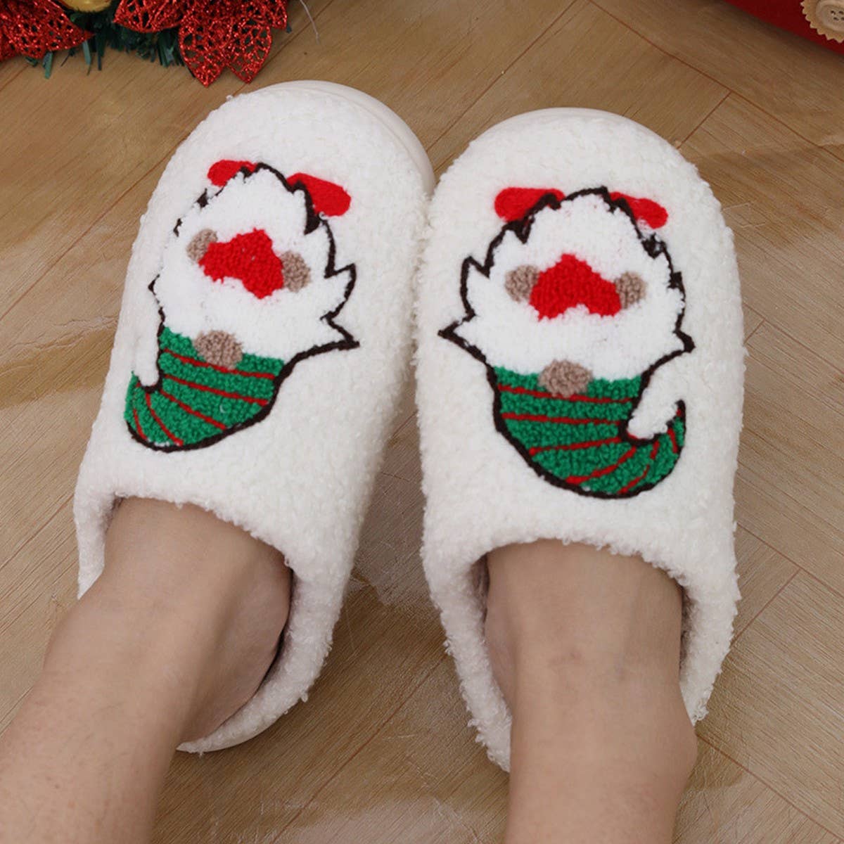 CHRISTMAS DWARF PATTERN WINTER COTTON SLIPPERS