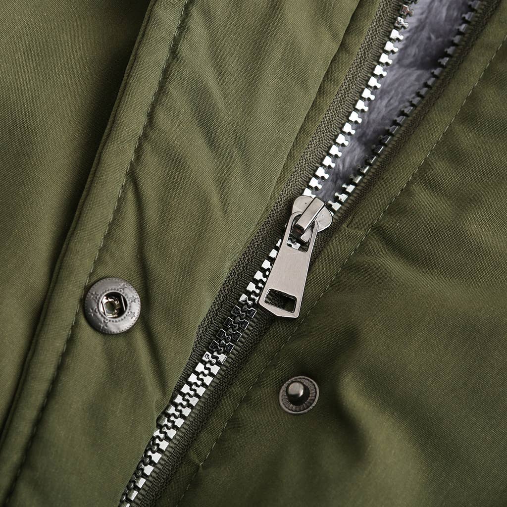 HOODED WARM PADDED JACKET WITH FLEECE