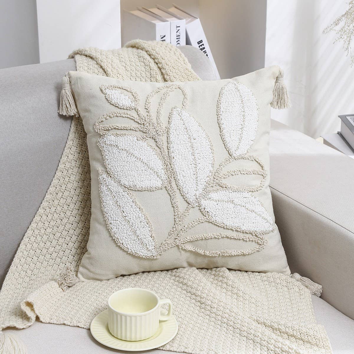 Boho Tufted Embroidered Pillow Cover for Sofa/Bed_CWMM7696