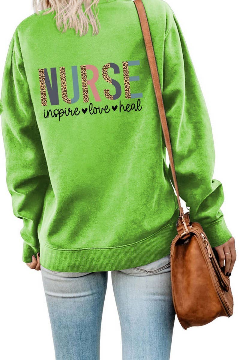 WOMEN NURSE PRINTING RIBBED OVERSIZED PULLOVER_CWTSTL0459