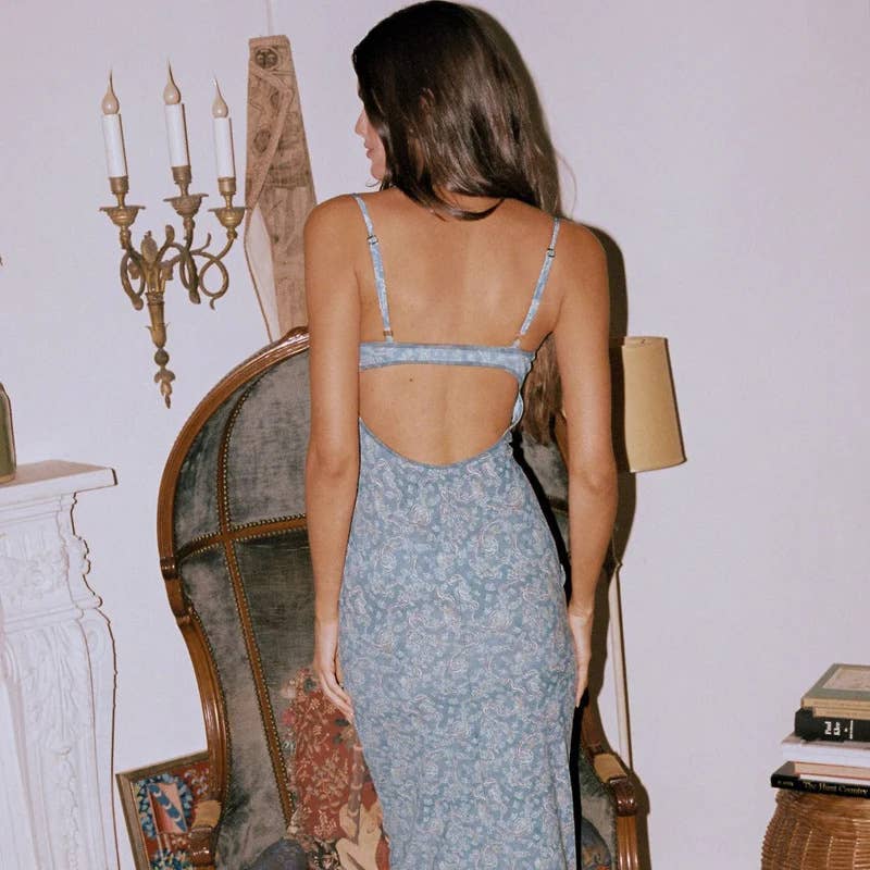 Sexy halter slim-fit holiday style long dress