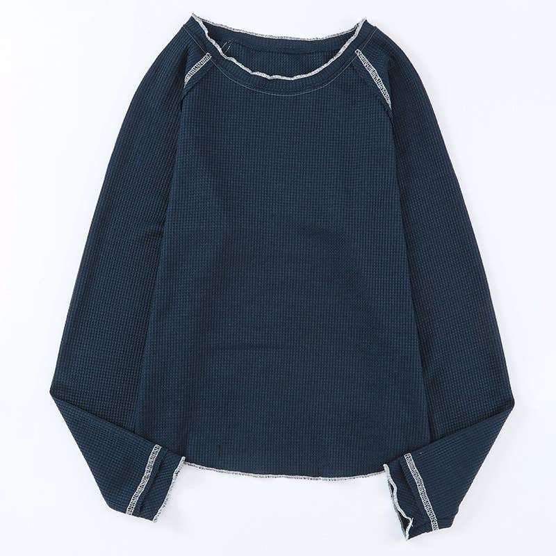 STYLISH CREW-NECK BAGGY LONG SLEEVE TOP FOR WOMEN