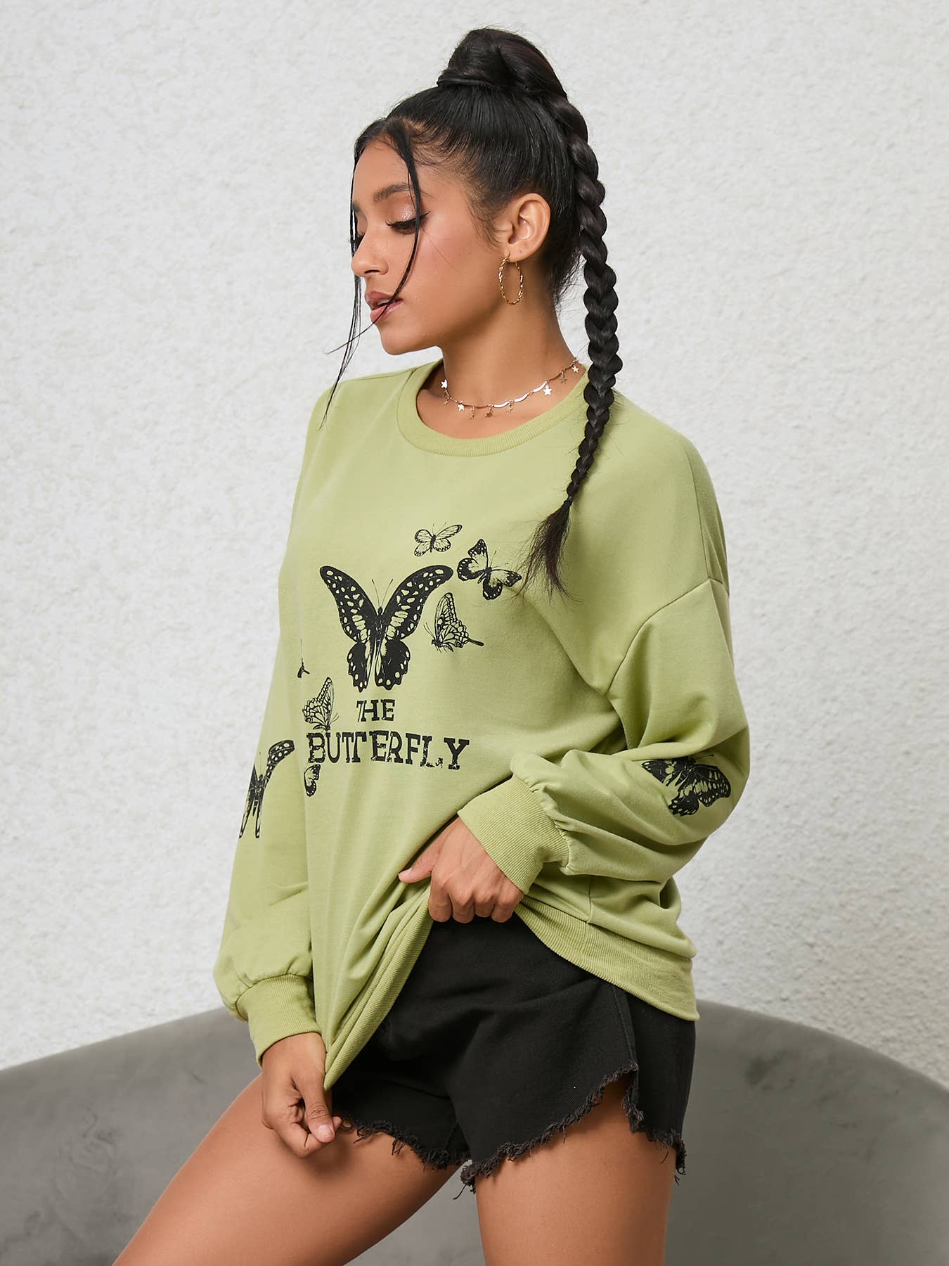 LETTER BUTTERFLY PRINT LONG-SLEEVED HOODIE