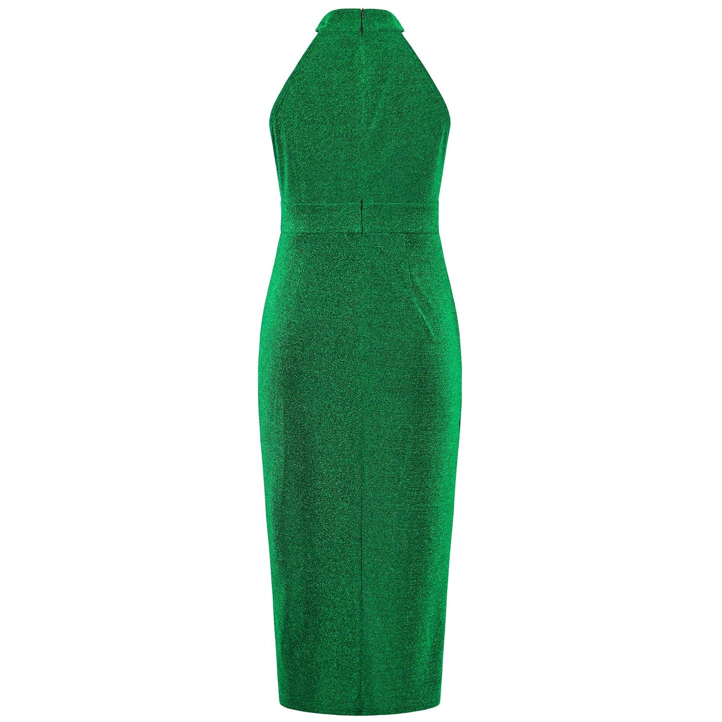 Shiny stand-up collar sexy slit irregular dress