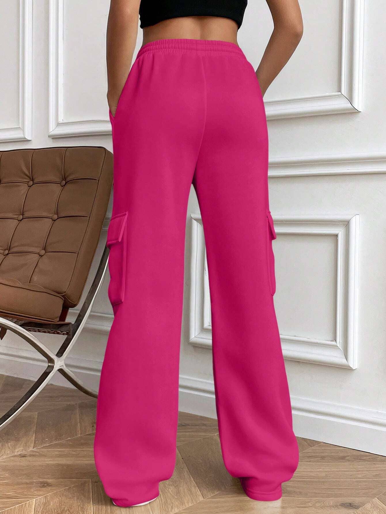 STRAIGHT-LEG HIGH-WAISTED SOLID-COLOR SWEATPANTS
