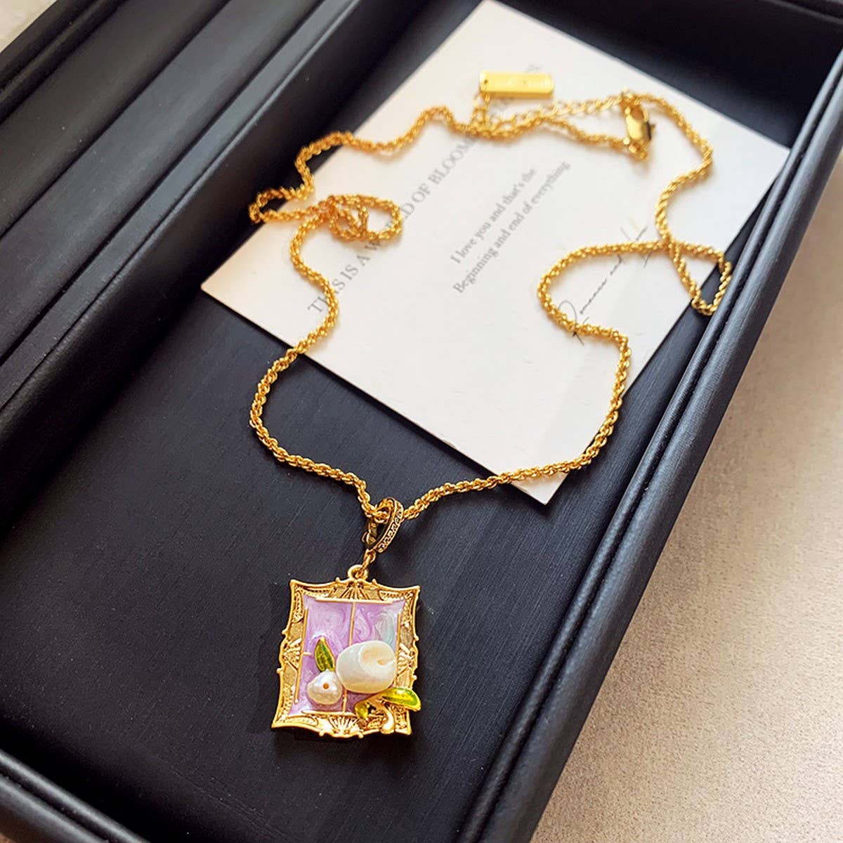 MONET GARDEN OIL PAINTING STYLE FASHION NECKLACE