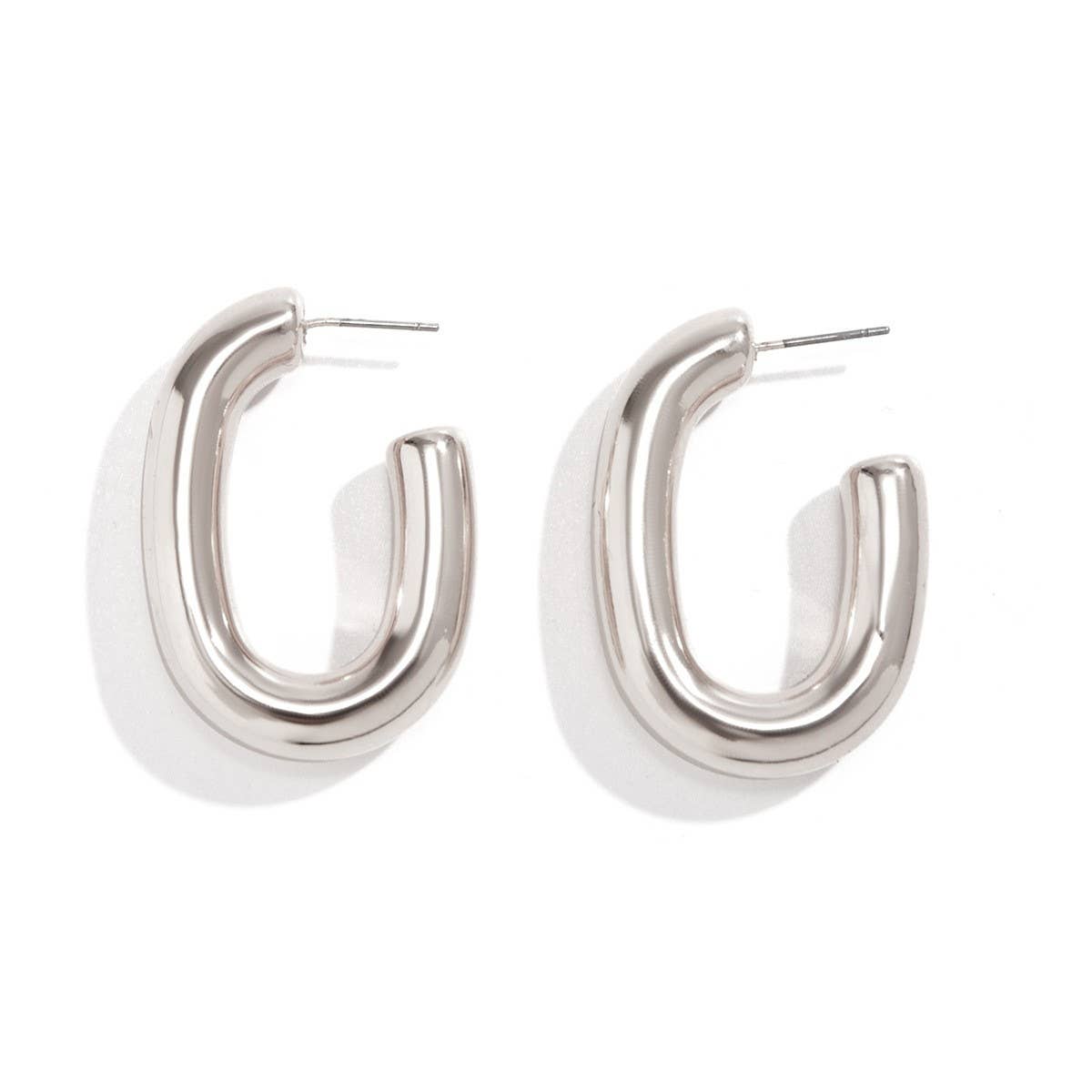 METAL WIND CIRCULAR RING THICK CHAIN EARRINGS