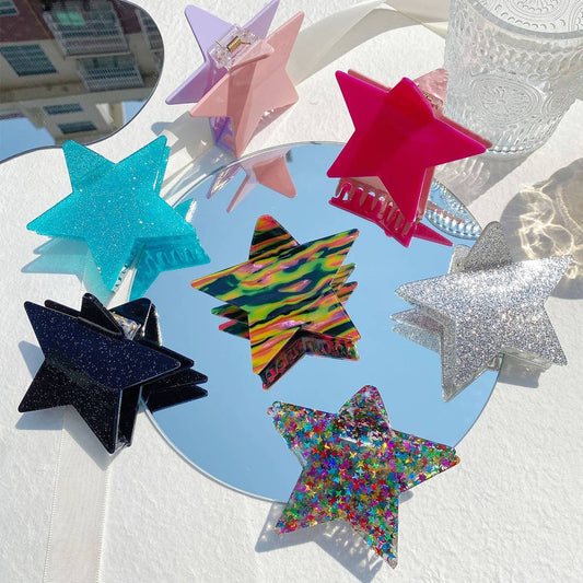 Y2K Star Hair Claw - Colorblock Dopamine Style_CWAHA0568