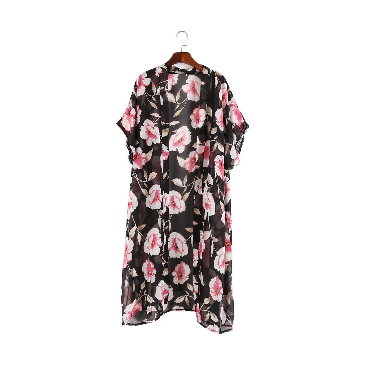 FLORAL PRINT FLOUNCE SLEEVE KIMONO