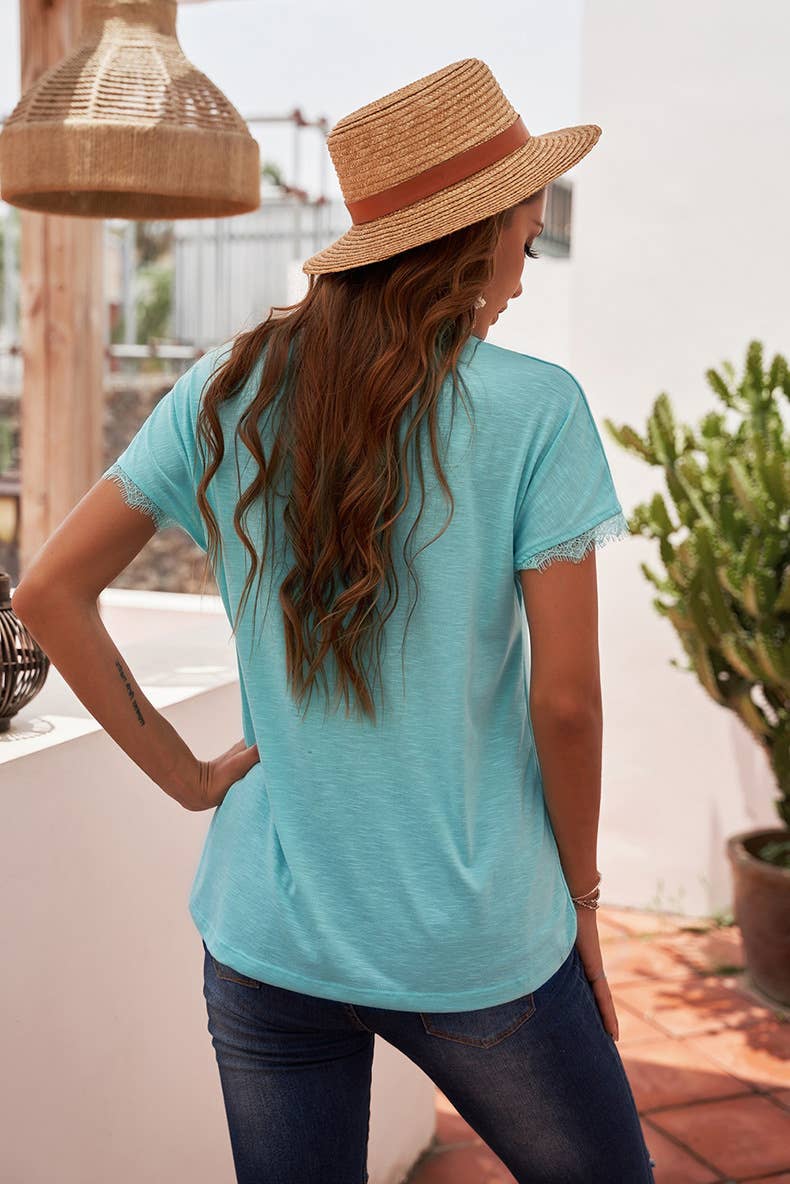 Sexy V-neck lace patchwork casual base