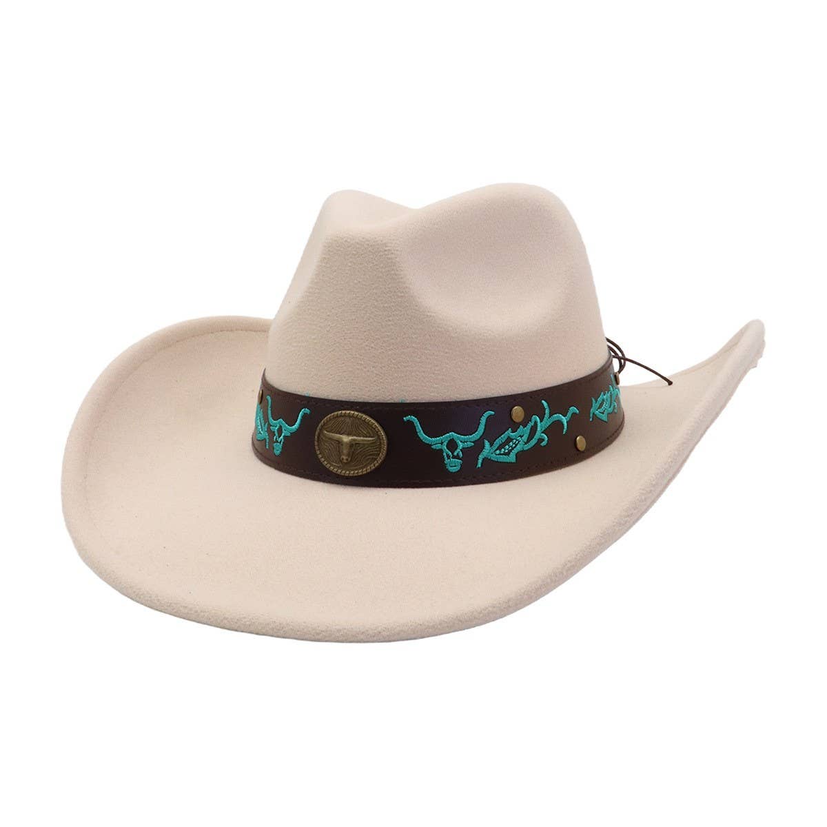 Western Ethnic  Felt Cowboy Fedora Hat_CWAH04449