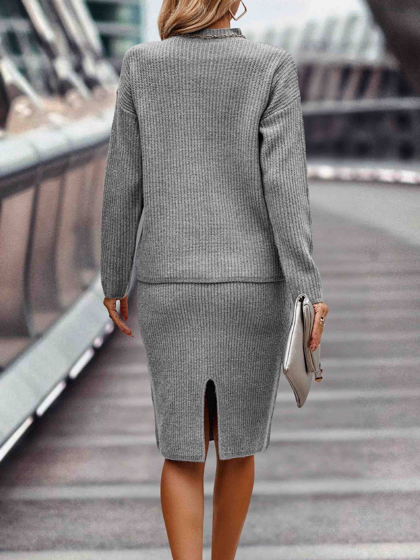 LONG SLEEVE FASHION HALF TURTLENECK SWEATER SET