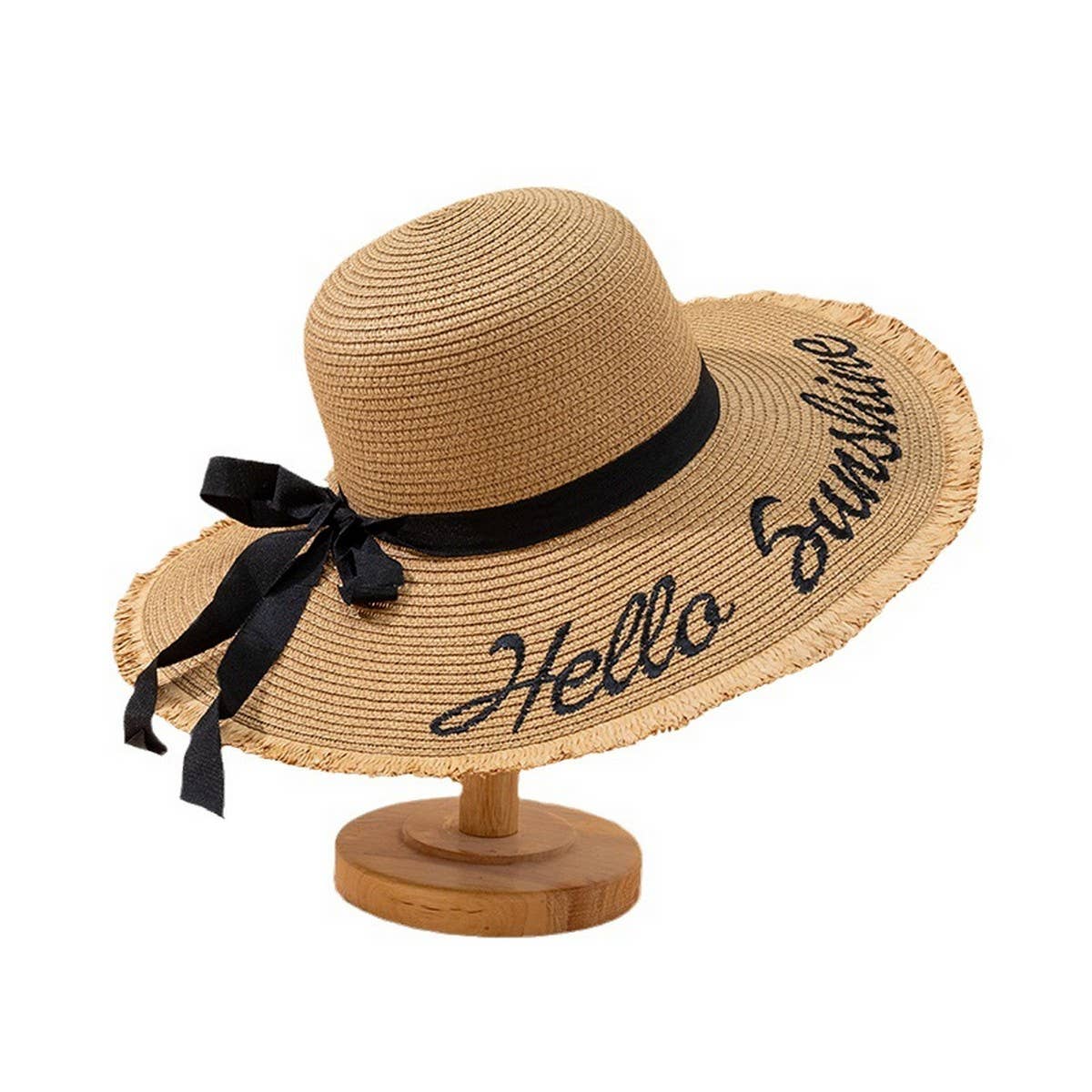 Small fresh large brim summer bow straw hat_CWAH3479