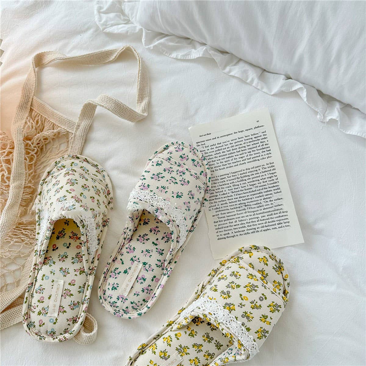 WOMEN'S SMALL FLORAL LACE THICK-SOLED SLIPPERS