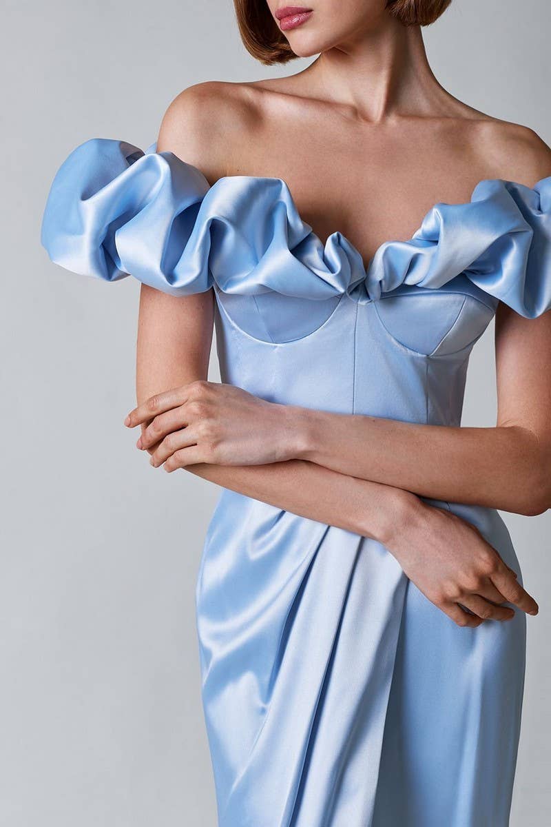 CWDMD5622_ELEGANT OFF-SHOULDER RUFFLE HIGH SLIT MAXI DRESS