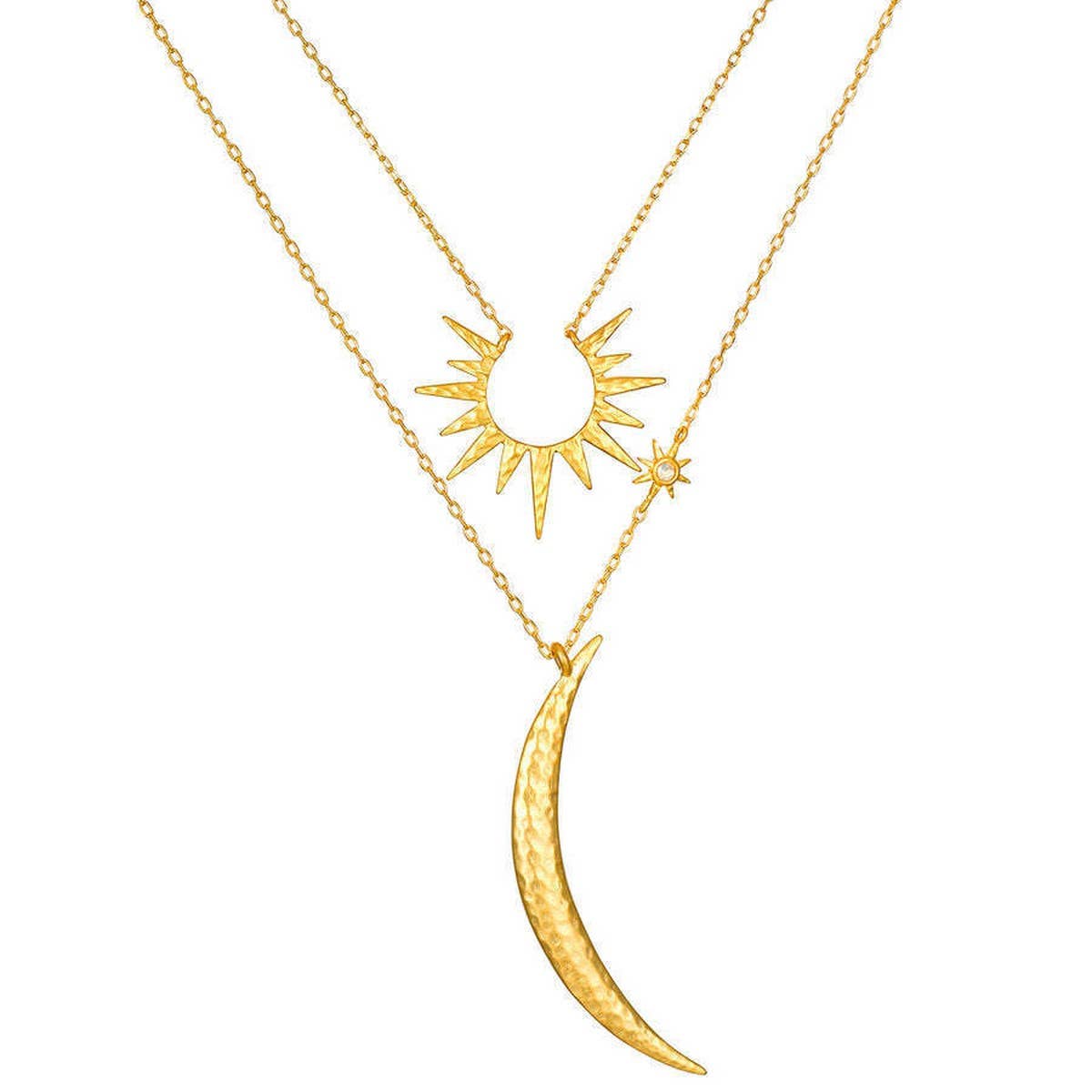 Sun and Moon Double Layered Evil Eye Necklace
