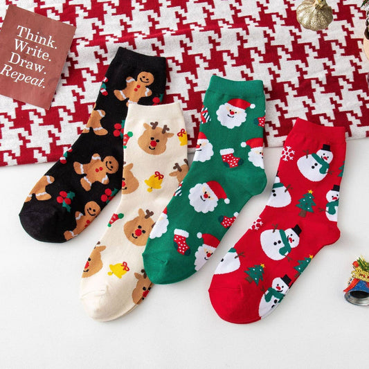 NEW CHRISTMAS CARTOON ELK SANTA CLAUS SOCKS