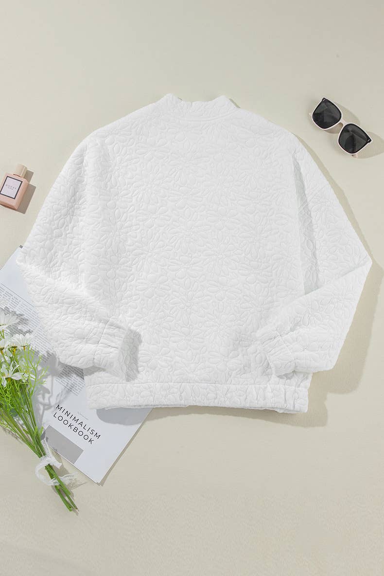 Solid-color floral texture loose jacket