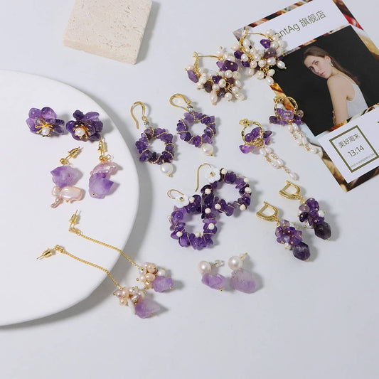 SIMPLE AND VERSATILE HIGH-END PURPLE EARRINGS