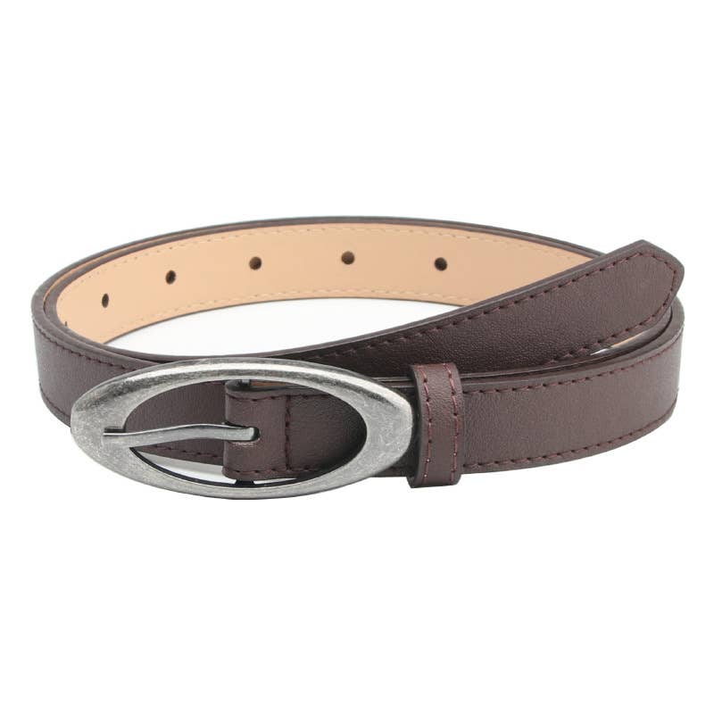 Elliptical ancient silver alloy buckle belt