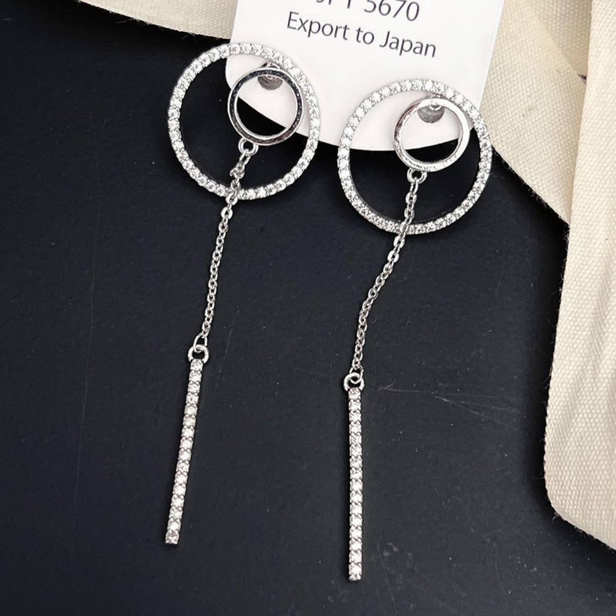 HOLLOW GEOMETRIC RING TASSEL EARRINGS