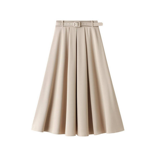 RETRO HIGH WAIST A-LINE SKIRT SLIM SKIRT WITH BELT_CWBMS0307