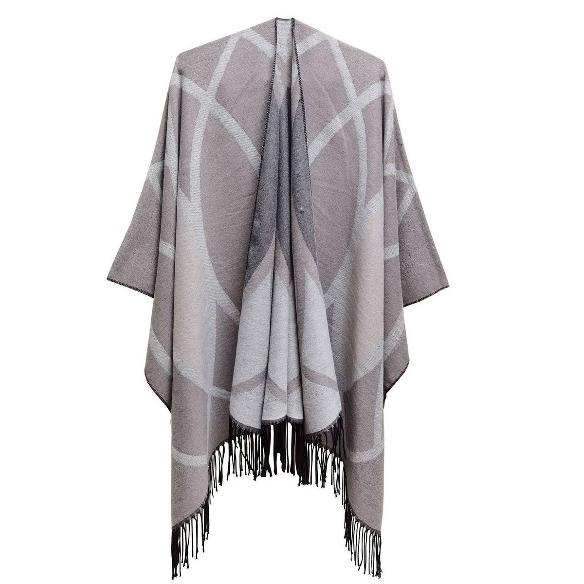 TASSELS WITH LINES KEEP WARM AND SPLIT SHAWL